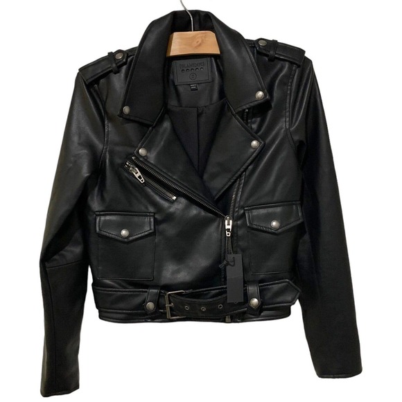 Blank NYC Jackets & Blazers - Blank NYC | Vegan Leather Moto Jacket Knock Out Black Belted NWT- Small